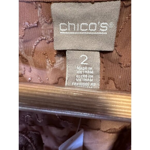 Chico's NWT Brown Dusty Pink Burnout Three Quarter Sleeve Tunic Style Top SZ L - Picture 5 of 7